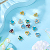 15Pcs Brass Micro Pave Cubic Zirconia with Glass Charms KK-TA0001-81-5