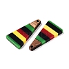 Jamaican Colour Epoxy Resin & Walnut Wood Pendants RESI-N039-122L-2