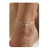 201 Stainless Steel Heart with Initial Charm Double Layer Anklets for Women FS-WG0EC0A-19-1