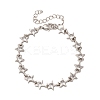 Brass Micro Pave Clear Cubic Zirconia Link Bracelets for Women BJEW-D342-01P-4