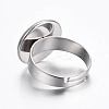 Tarnish Resistant Adjustable 304 Stainless Steel Finger Rings Components STAS-G187-01P-14mm-2