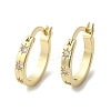 Brass Micro Pave Clear Cubic Zirconia Hoop Earrings EJEW-H125-18G-2
