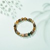 Natural Striped Agate Round Beaded Stretch Bracelet BJEW-JB08607-2