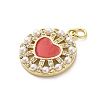 Brass Micro Pave Cubic Zirconia and Enamel and ABS Imitation Pearl Pendants KK-D325-24G-02-2