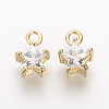 Brass Cubic Zirconia Charms KK-R015-108G-1