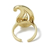 Rack Plating Brass Micro Pave Cubic Zirconia Teardrop Open Cuff Rings for Women RJEW-C088-04G-3