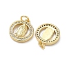 Brass Micro Pave Cubic Zirconia Flat Round with Virgin Mary Charms KK-C156-23G-2