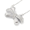 304 Stainless Steel Crystal Rhinestone Cable Chain Bowknot Pendant Necklaces for Women NJEW-C055-09P-1