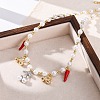 Brass Micro Pave Clear Cubic Zirconia Beaded Necklaces NJEW-Z059-06GP-2