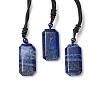Natural Mixed Gemstone Rectangle Pendant Necklace with Nylon Cord for Women NJEW-C001-01B-2