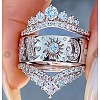 3Pcs Brass Micro Pave Clear Cubic Zirconia Finger Rings for Women FS-WGDAF26-09-1