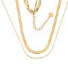 Ion Plating(IP) 304 Stainless Steel Round Snake & Herringbone Chains Double Layer Necklace for Men Women LS-NJEW-E046-03G-1