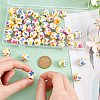 50Pcs Round with Flower Food Grade Eco-Friendly Silicone Beads SIL-AN0001-03-3
