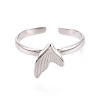 Adjustable 304 Stainless Steel Open Cuff Rings for Women RJEW-N052-27P-2