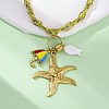 Starfish & Umbrella 304 Stainless Steel Enamel Pendant Necklaces NJEW-L465-07G-2