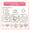 40Pcs 10 Style Alloy Crystal Rhinestone Pendants ALRI-SC0001-35G-2