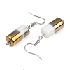 Half Electroplate Opaque Glass Column Beads Dangle Earrings EJEW-JE04588-06-2