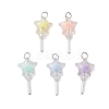 5Pcs Acrylic & Glass Pendants PALLOY-JF03526-02-1
