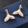 201 Stainless Steel Mermaid Tail Stud Earrings EJEW-P304-01G-1