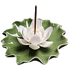 Lotus Leaf & Lotus Flower Porcelain Incense Burners DJEW-CN0001-38A-1