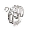 Rack Plating Brass Micro Pave Cubic Zirconia Paper Clip Open Cuff Rings for Women RJEW-C080-02P-1