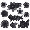 30Pcs 10 Style Flower/Leaf Organza Embroidery Sew on Appliques PATC-GF0001-28-1