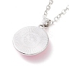 Glass Flat Round Pendant Necklace with Brass Chain LS-NJEW-A003-01F-3