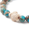 4Pcs 4 Style Natural Mixed Gemstone & Synthetic Turquoise(Dyed) Tortoise Beaded Stretch Bracelets Set for Women BJEW-TA00211-6