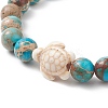 4Pcs 4 Style Natural Mixed Gemstone & Synthetic Turquoise(Dyed) Tortoise Beaded Stretch Bracelets Set for Women BJEW-TA00211-6