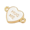 Brass Enamel Hug Me Heart Links Connector Charms KK-L251-08G-01-2