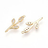 Brass Micro Pave Clear Cubic Zirconia Connector Charms KK-T074-54G-2
