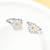 Daisy Brass Enamel Hoop Earrings for Women EJEW-G434-02P-2