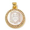 Rack Plating Brass Micro Pave Clear Cubic Zirconia Flat Round Pendants LS-KK-U025-10G-09-1
