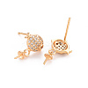 Brass Micro Pave Clear Cubic Zirconia Earring Findings KK-T062-216G-NF-1