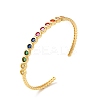 Colorful Cubic Zirconia Flat Round Open Cuff Bangle BJEW-M231-06G-1
