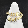 Brass Micro Pave Cubic Zirconia Open Cuff Ring for Women RJEW-F177-03GP-11-3
