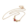 Alloy Rhinestone Hands with Heart Pendant Necklace LS-NJEW-A017-02G-2