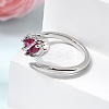 Brass Micro Pave Cubic Zirconia Cuff Open Rings for Women RJEW-L343-01P-04-3