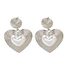 Rack Plating Heart Brass Dangle Stud Earrings EJEW-H143-16P-4