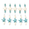 10Pcs 2 Colors Dyed Synthetic Turquoise Starfish Rondelle Beaded Connector Charms PALLOY-JF04014-1