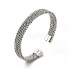 Non-Tarnish 304 Stainless Steel Mesh Chains Shape Open Cuff Bangle for Women LS-BJEW-C033-02P-1
