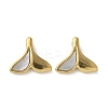 Fishtail Shape 304 Stainless Steel Natural Paua Shell/White Shell Charms Ion Plating(IP) STAS-U037-07G-02-1