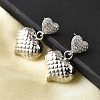 Textured Heart Brass Micro Pave Clear Cubic Zirconia Dangle Stud Earrings EJEW-Z099-02P-01-2