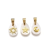 3Pcs 3 Styles Natural Freshwater Shell Geometric Charms PALLOY-JF03514-03-1