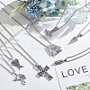 7Pcs 7 Style Arrow & Wolf & Cross & Axe & Wing Pendant Necklaces Set NJEW-AN0001-44-1