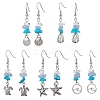 Natural & Synthetic Mixed Stone Dangle Earrings EJEW-JE06147-1