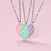 3Pcs Alloy Enamel Mom Daughter Heart Magnetic Pendant Necklace Sets for Mother's Day FS-WG5C723-02-2
