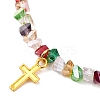 3Pcs 3 Colors Alloy Cross Charm Bracelets BJEW-JB12323-4