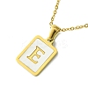 Ion Plating(IP) Rectangle with Initial Letter 304 Stainless Steel Pendant Necklace NJEW-R265-04G-E-1
