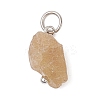 15Pcs 5 Colors Raw Rough Natural Fluorite & Rose Quartz & Yellow Apatite & Garnet & Peridot Nuggets Charms PALLOY-JF04554-02-4